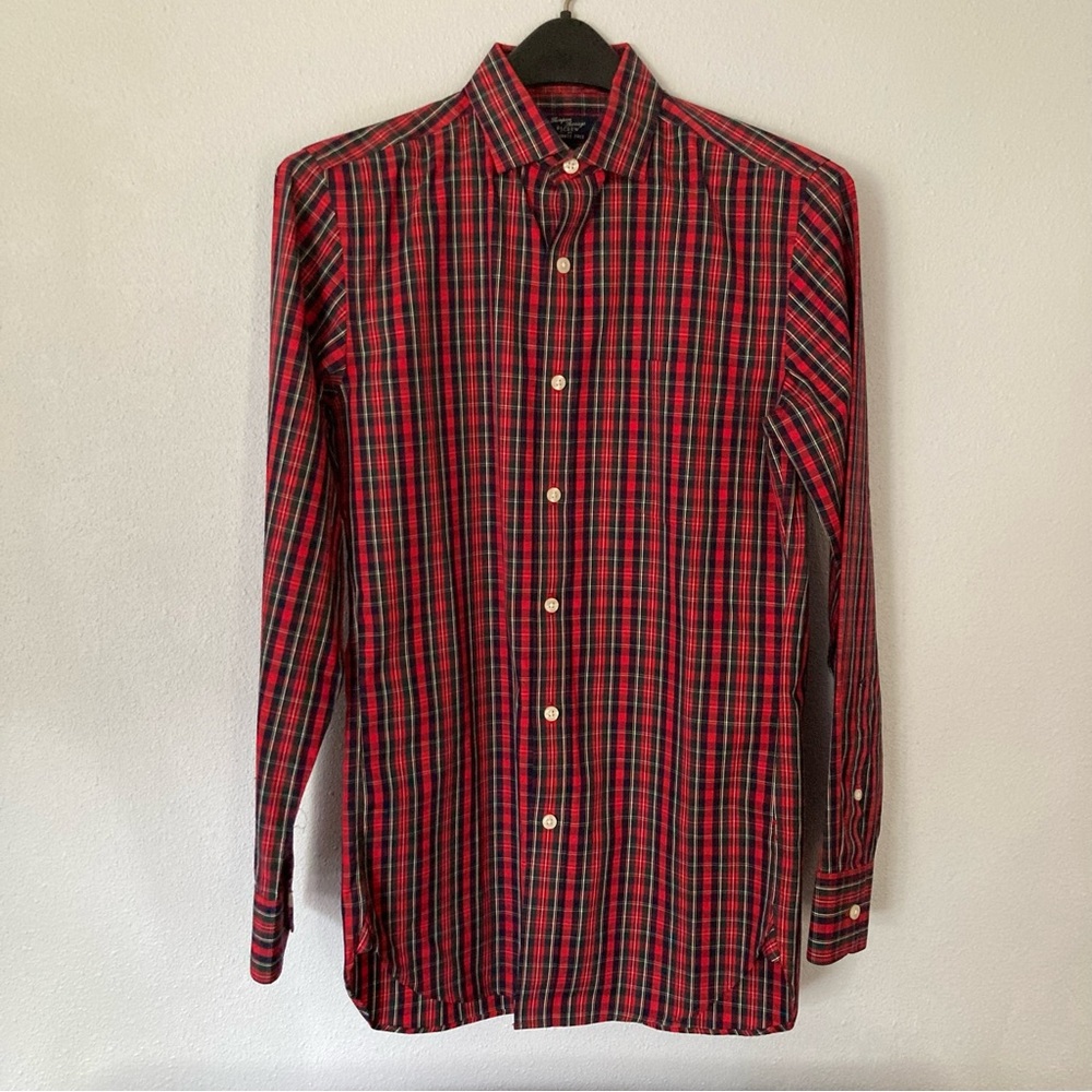 J. Crew Mens XS Red Plaid Button Up Shirt